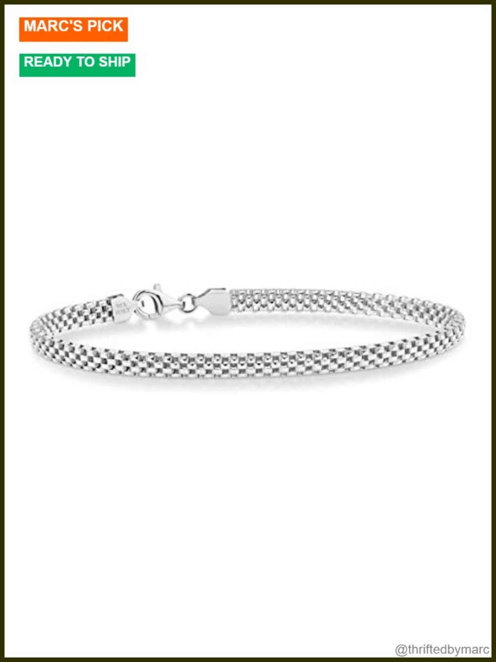 Sterling Silver 4mm Mesh Link Chain Bracelet for Women, Made in Italy